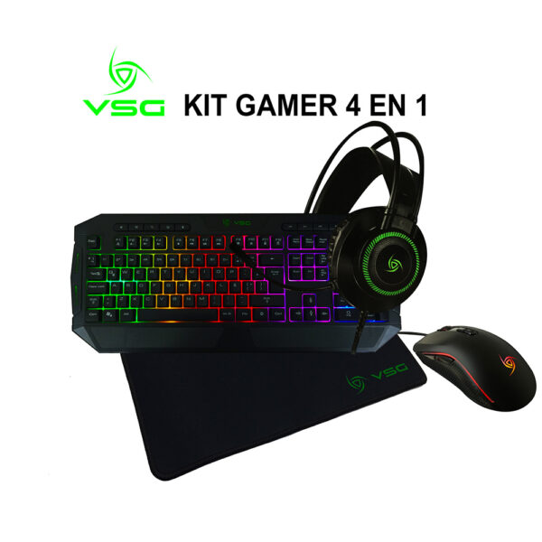 VSG Combo Gamer 4 En 1 Crux, Mouse, Keyboard, Pad, Audifonos, Diseñado para los Jugadores Ocasionales y ávidos