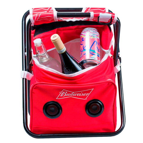 BOCINA BLUETOOTH HIELERA BUDWEISER CON SILLA PEGABLE MOD FCC001