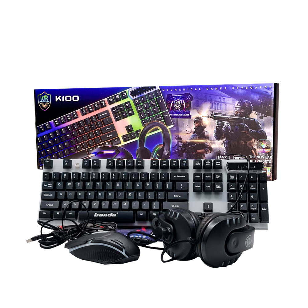 KIT GAMER TECLADO COLORES, MOUSE Y AUDIFONOS MODELO K100