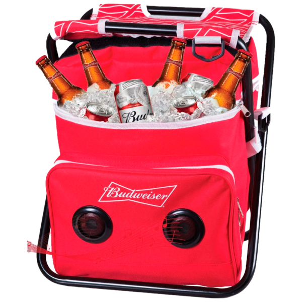 BOCINA BLUETOOTH HIELERA BUDWEISER CON SILLA PEGABLE MOD FCC001