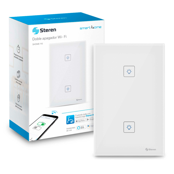 SMART HOME DOBLE APAGADOR WiFi DE PARED MODELO SHOME-110