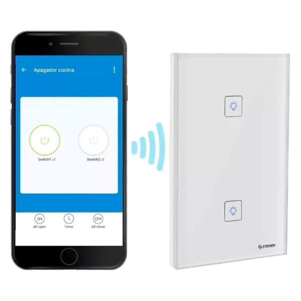 SMART HOME DOBLE APAGADOR WiFi DE PARED MODELO SHOME-110